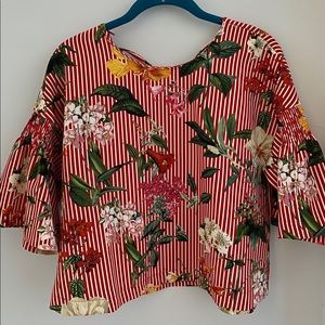 Zara Bell Sleeve Floral Top